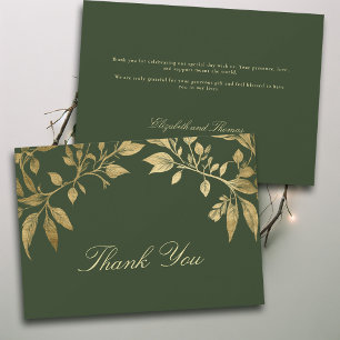 Carte De Remerciements Mariage élégant de feuillage forestier écriture bo