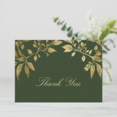Carte De Remerciements Mariage élégant de feuillage forestier écriture bo (Debout devant)