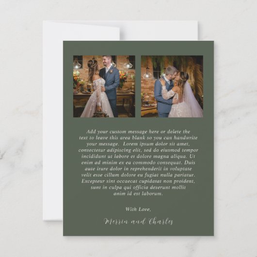 Carte De Remerciements Mariage élégant de Merrin Moss (Dos)