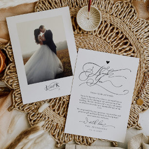 Carte De Remerciements Mariage élégant de typographie de script