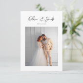 Carte De Remerciements Mariage élégant de typographie de script (Debout devant)