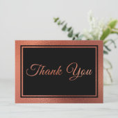 Carte De Remerciements Mariage élégant en cuivre moderne (Debout devant)