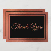 Carte De Remerciements Mariage élégant en cuivre moderne (Devant / Derrière)