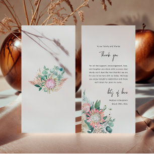 Carte De Remerciements Mariage Élégant Eucalyptus Herbe de Pampas Protéa