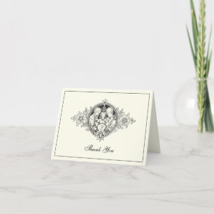 Carte De Remerciements Mariage élégant Famille Sainte Religieuse Ivory