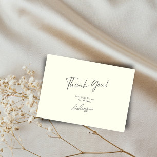 Carte De Remerciements Mariage Élégant Minimaliste à l'Écriture Manuscrit