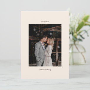 Carte De Remerciements Mariage élégant minimaliste photo personnalisée iv