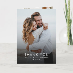 Carte De Remerciements Mariage Élégant Moderne avec 7 Photos