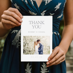 Carte De Remerciements Mariage élégant moderne avec photo personnalisée