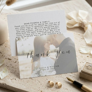 Carte De Remerciements Mariage Élégant Moderne en Photo