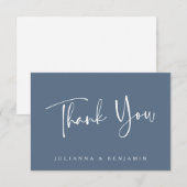 Carte De Remerciements Mariage élégant moderne personnalisé bleu ardoise (Devant / Derrière)