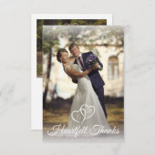Carte De Remerciements Mariage Élégant Monogramme Coeurs blancs Photo (Devant / Derrière)
