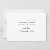 Carte De Remerciements Mariage élégant noir blanc moderne écriture (Dos)