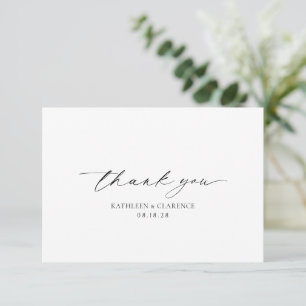Carte De Remerciements Mariage Élégant Noir et Blanc Classique