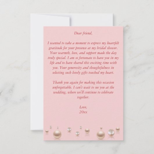 Carte De Remerciements Mariage élégant perles et prosecco (Dos)