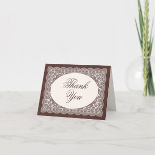 Carte De Remerciements Mariage élégant photo espresso marron Laçage Vinta