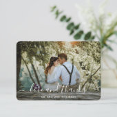 Carte De Remerciements Mariage élégant photo moderne (Debout devant)