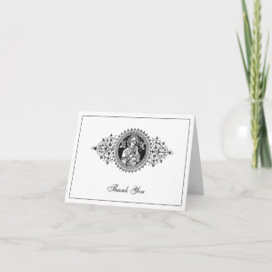 Carte De Remerciements Mariage élégant Remerciements religieux Noir & Bla