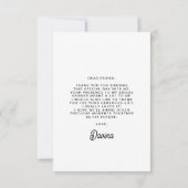 Carte De Remerciements Mariage élégant rétro noir et blanc (Dos)