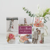 Carte De Remerciements Mariage Élégant Romantique Collage de 6 Photos de  (Debout devant)