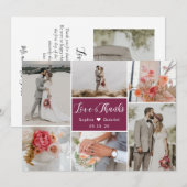 Carte De Remerciements Mariage Élégant Romantique Collage de 6 Photos de  (Devant / Derrière)