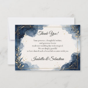 Carte De Remerciements Mariage Élégant Saphir Minimaliste Luxe
