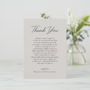 Carte De Remerciements Mariage élégant Shannon Grey