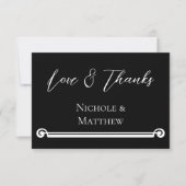 Carte De Remerciements Mariage Élégant Simple Noir & Blanc (Devant)