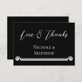 Carte De Remerciements Mariage Élégant Simple Noir & Blanc (Devant / Derrière)
