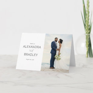 Carte De Remerciements Mariage Élégant sur une Plage Blanche