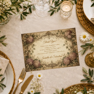Carte De Remerciements Mariage Élégant Vintage Hydrangea