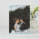 Carte De Remerciements Mariage en argent Baby Blue Ombre (Debout devant)