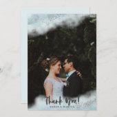 Carte De Remerciements Mariage en argent Baby Blue Ombre (Devant / Derrière)