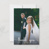 Carte De Remerciements Mariage en blanc chic avec superposition photo (Devant)
