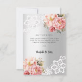 Carte De Remerciements Mariage en dentelle rose argenté (Dos)