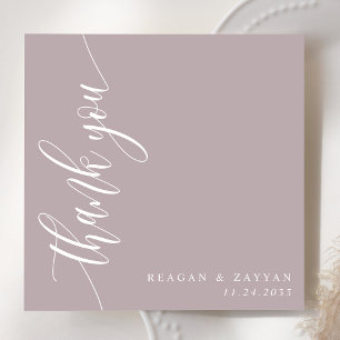 Carte De Remerciements Mariage en écriture calligraphique lavande poussié