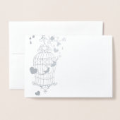 Carte de remerciements mariage en  en argent et en (Devant avec enveloppe)