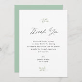 carte de remerciements mariage en feuille de verdu (Devant / Derrière)