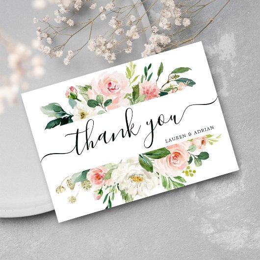 Carte de remerciements Mariage en fleur rose