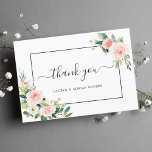 Carte de remerciements Mariage en fleur rose<br><div class="desc">Ce carte de remerciements mariage présente des fleurs d'aquarelle peintes dans un feuillage rose,  blanc et vert avec un cadre rectangulaire. Pour une personnalisation plus avancée de cette conception,  cliquez sur le lien "Customiser plus loin". Des articles correspondants sont également disponibles.</div>