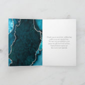 Carte De Remerciements Mariage en marbre bleu turquoise et gris argenté (Intérieur)