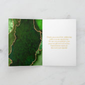 Carte De Remerciements Mariage en marbre vert et or (Intérieur)