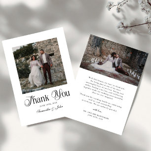 Carte De Remerciements Mariage en noir et blanc avec typographie moderne