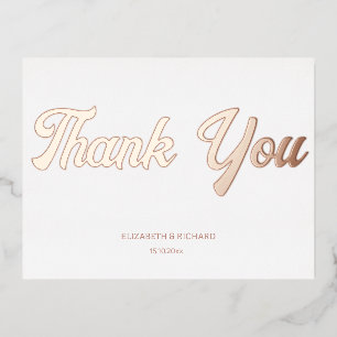 Carte de remerciements mariage en or rose