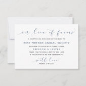 Carte De Remerciements Mariage en remplacement de Faveurs Aquarelle bleu- (Devant)