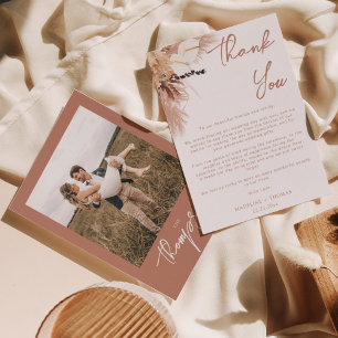 Carte De Remerciements Mariage en terre cuite de Bohême en laiton rustiqu
