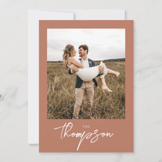 Carte De Remerciements Mariage en terre cuite de Bohême en laiton rustiqu (Dos)