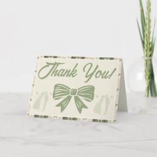 Carte De Remerciements Mariage en toile de jean rustique vert sauge