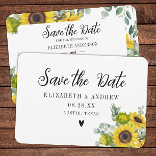 Carte De Remerciements Mariage Enregistrer la date Fleur de tournesol