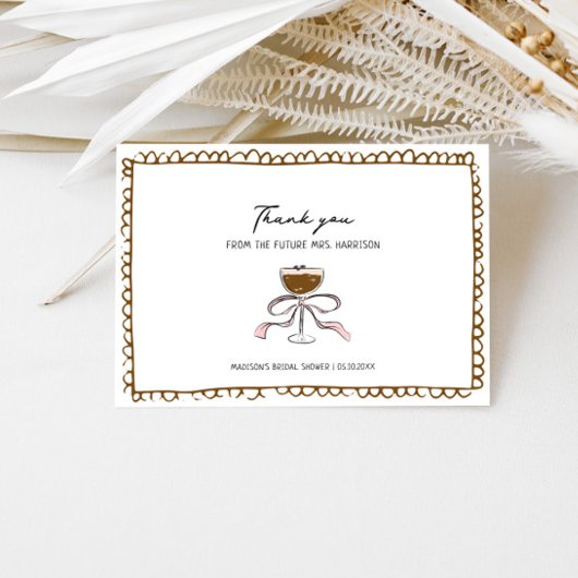 Carte De Remerciements Mariage Espresso Martini Dessiné à la Main